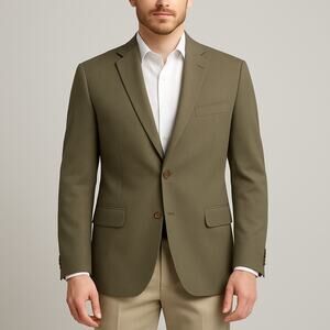 Lauren Ralph Lauren Taupe Olive Microfiber Sport Coat Blazer 44R Classic Fit